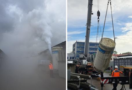 Demonatage des Stickstofftanks